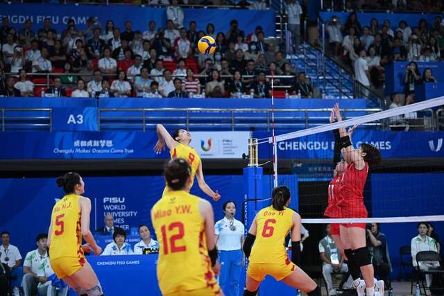 成都大运会女排决赛：中国3-0日本