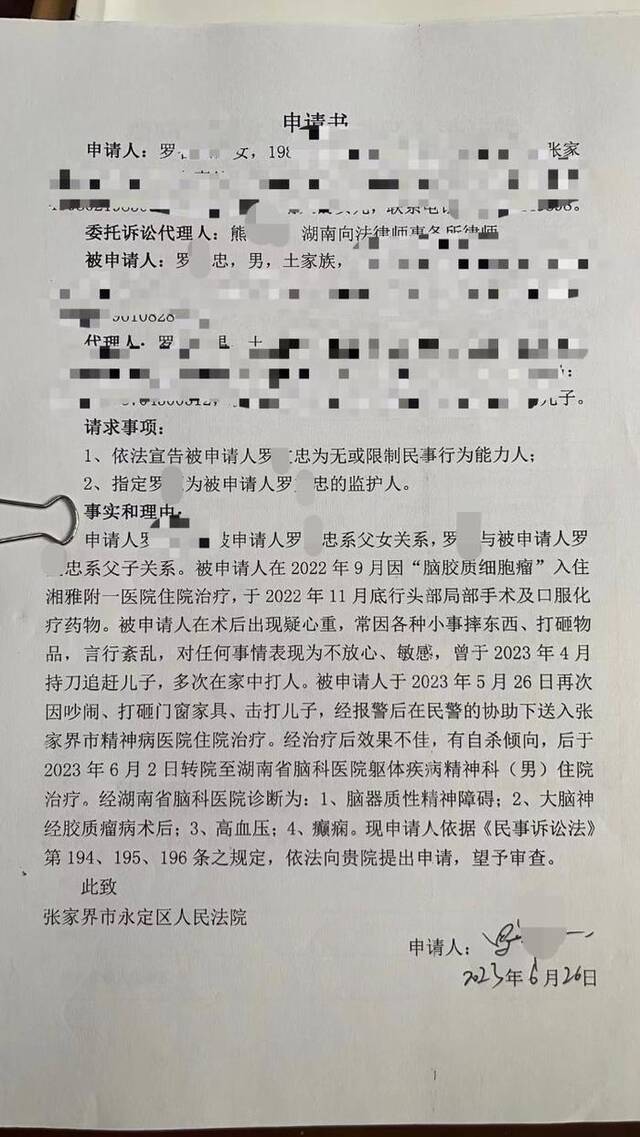 罗某忠儿女向法院提出申请