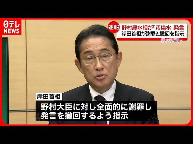 岸田31日称已要求野村哲郎道歉并收回言论图自日本电视台报道截图