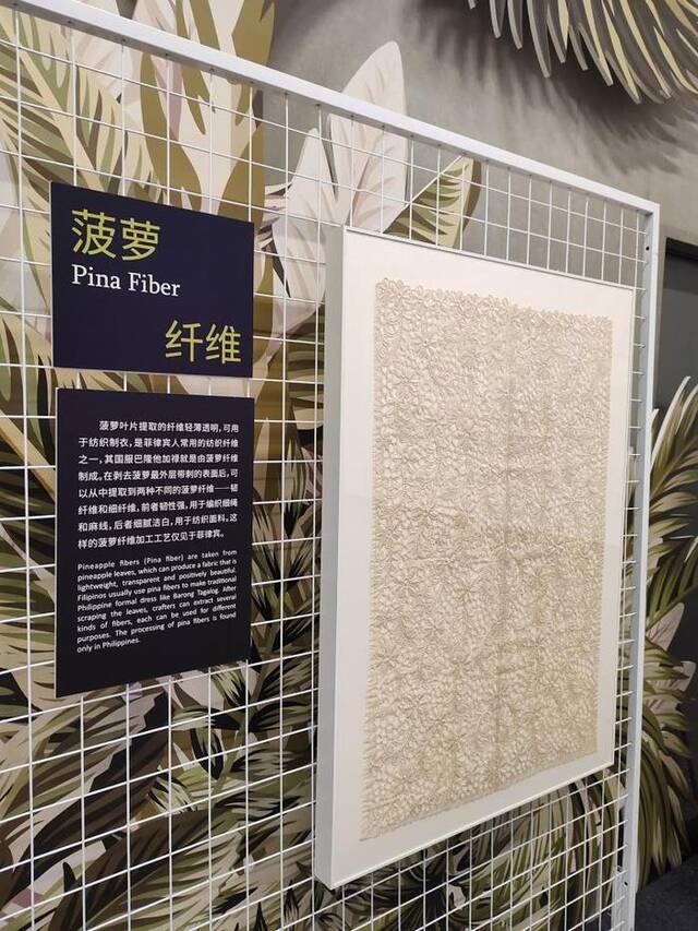 图为“五彩亚细亚：亚洲服饰展”上展出的菠萝纤维制品。（新华社记者冯源摄）