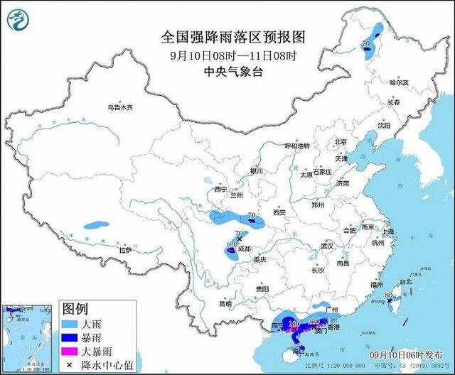 暴雨黄色预警：广东广西四川等地局部有大暴雨