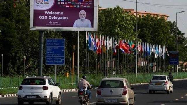 印度街头有关G20的宣传海报图：环球网