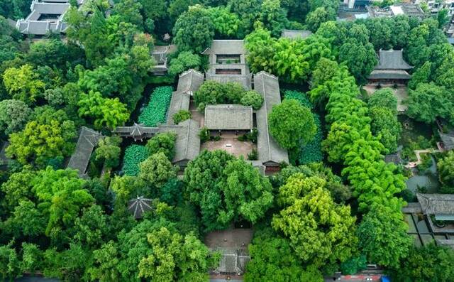 这是2022年6月22日拍摄的四川眉山三苏祠（无人机照片）。新华社记者沈伯韩摄