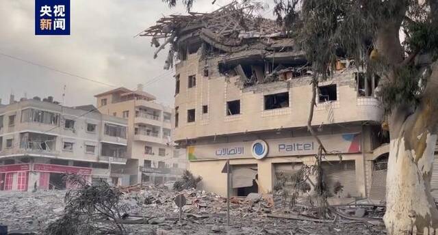 被摧毁的加沙地带电信大楼