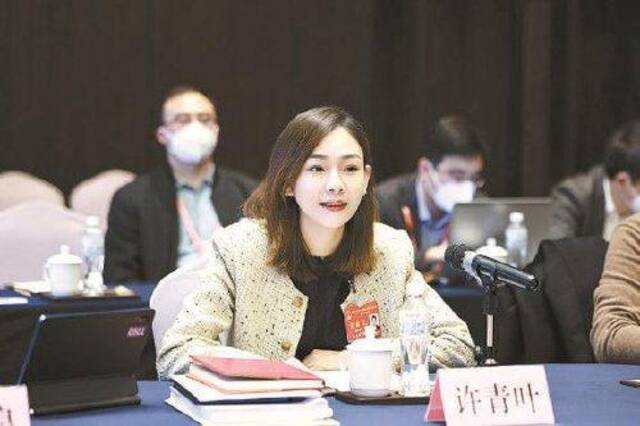 许青叶在浙江省十四届人大一次会议上发言。