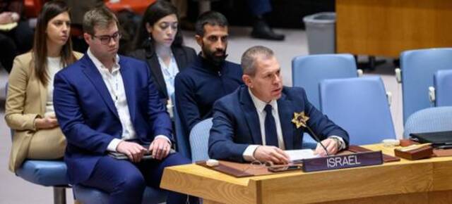 以色列常驻联合国代表吉拉德·埃丹在联合国安理会会议上发言图自联合国官网