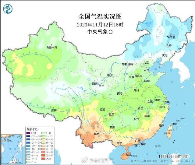 截至12日15时，18个省会级城市最高气温创新低