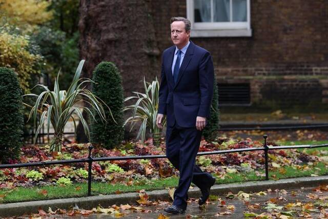 当地时间2023年11月13日，英国伦敦，英国前首相戴维·卡梅伦被任命为英国外交大臣。澎湃影像图