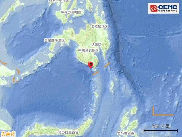 菲律宾棉兰老岛发生6.8级地震，震源深度70千米