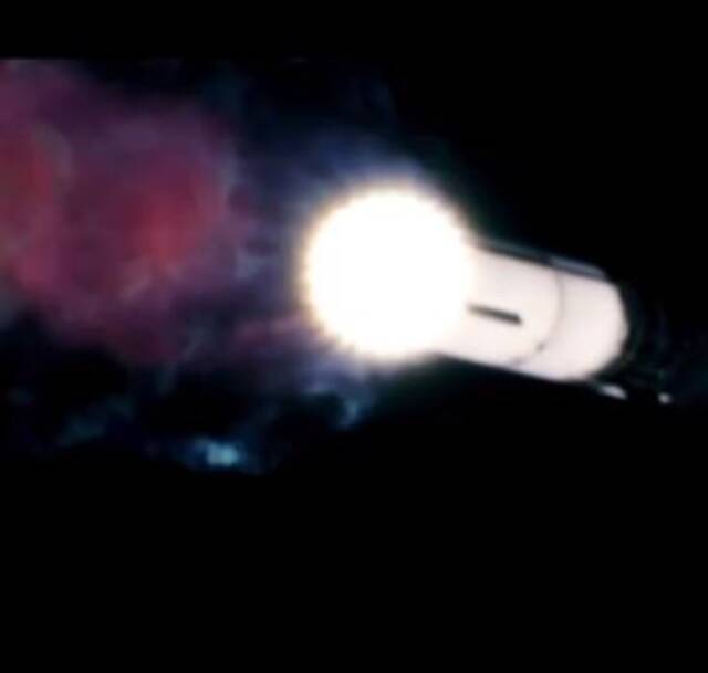 当地时间18日，美国太空探索技术公司（SpaceX公司）的“星舰”超重型火箭发射升空。（图片来源：SpaceX公司网站直播画面截图）