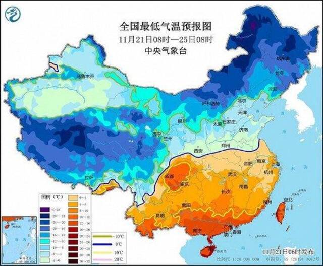 寒潮黄色预警：21日至24日内蒙古、东北地区、华北西部和北部等地降温12-16℃