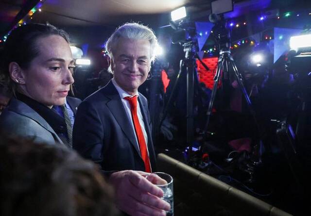 当地时间11月22日，荷兰媒体当晚公布的出口民调结果显示，由海尔特·威尔德斯领导的极右翼自由党在当天举行的荷兰议会众议院选举中领先。图自ICPhoto