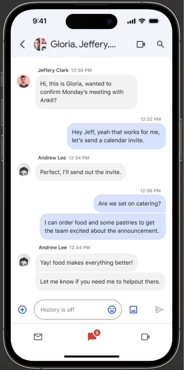 iOS 平台 Google Chat 聊天应用获推界面更新，带来“消息气泡”功能