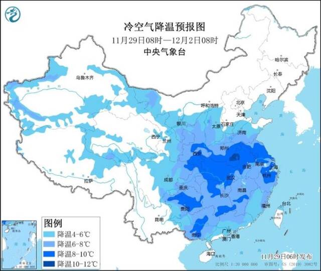 中央气象台：冷空气影响持续 中东部地区自北向南有大风降温天气