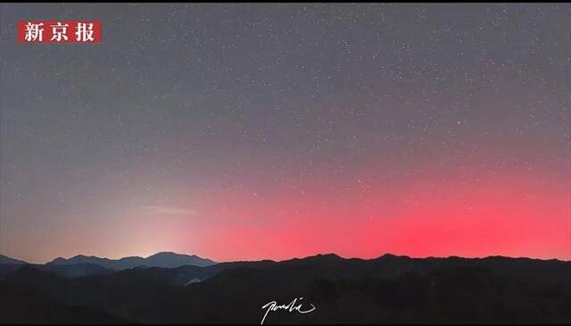 ▲天文爱好者在北京拍摄到的极光。图/新京报知道视频截图