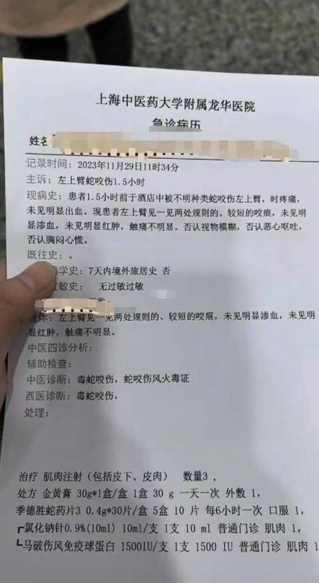 “花2500元住酒店被蛇咬”女子再发声：已获酒店诚恳致歉，达成初步和解