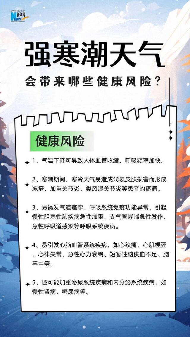 自北向南强寒潮来袭 健康防护手册转扩周知