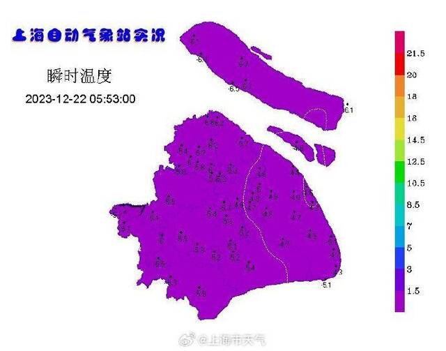 再次刷新上海今年下半年气温新低！市区-5℃，崇明跌破-7℃