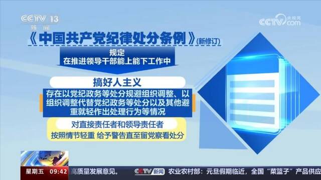 新修订《中国共产党纪律处分条例》明确，搞“政绩工程”、交“政治骗子”等严肃处理