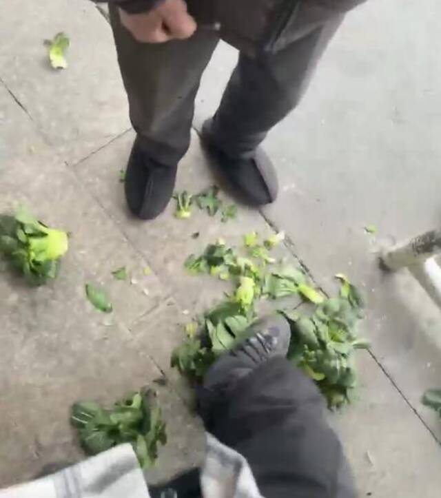 浙江一市场管理人员踩老人蔬菜拍视频炫耀 派出所：摊位管理引发