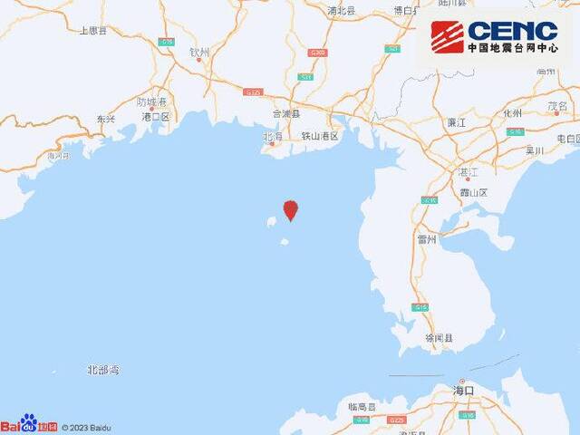 广西北海市银海区海域发生4.2级地震