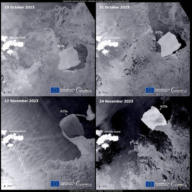 卫星观察世界最大冰山脱离南极洲
