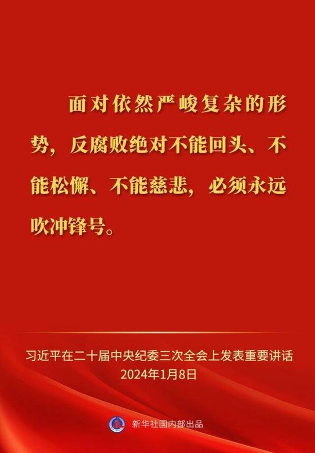 习近平总书记在二十届中央纪委三次全会上的重要讲话金句