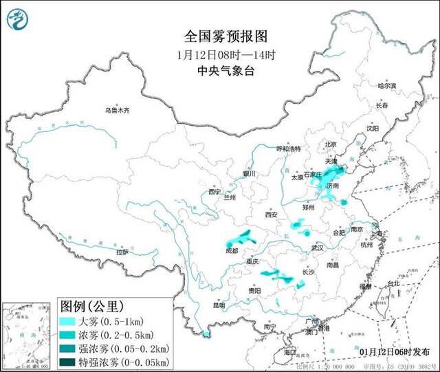 大雾黄色预警：山东、四川、湖北等地局地强浓雾能见度不足200米