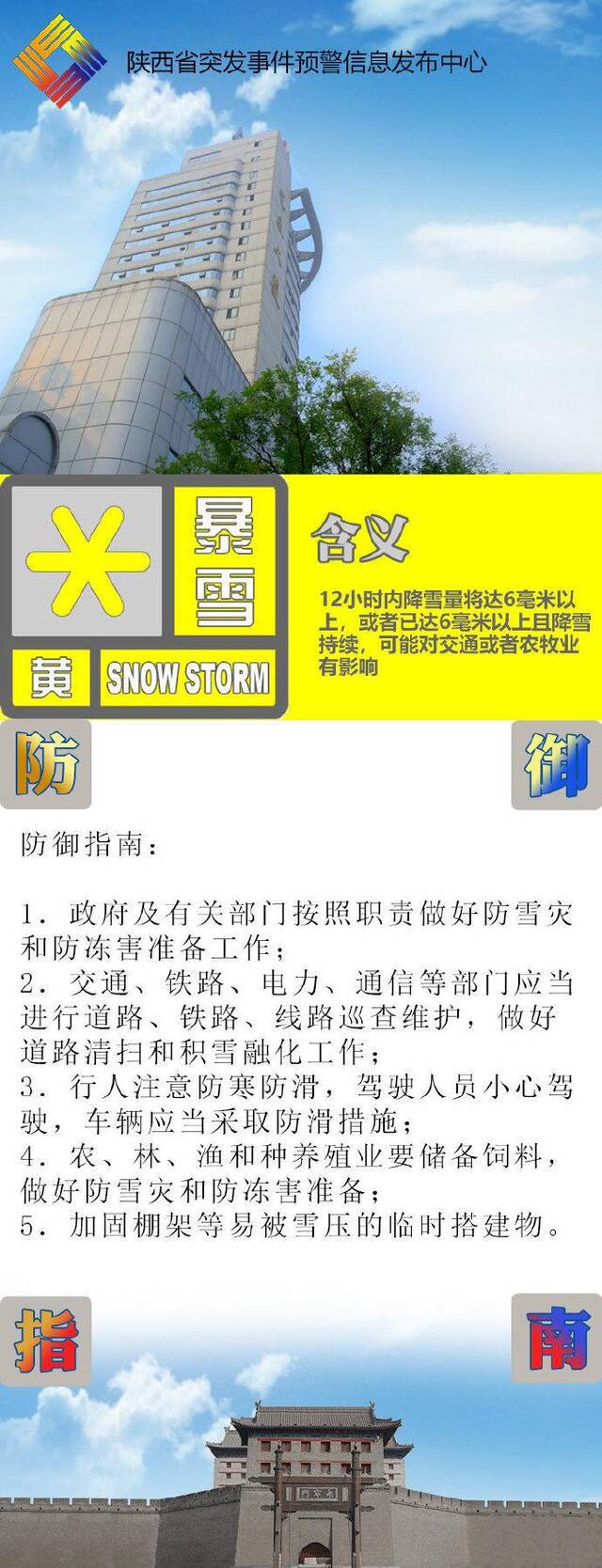 陕西发布暴雪黄色预警