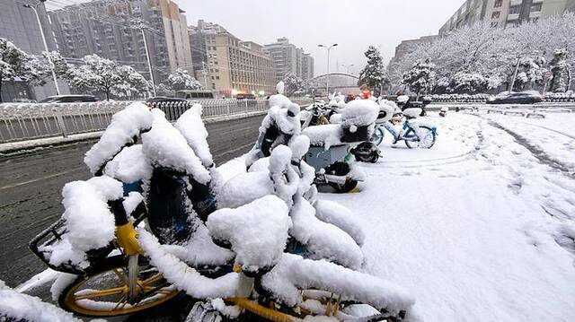 1月22日，长沙大雪纷飞，积雪最深处达10厘米。视觉中国图