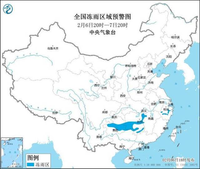 冰冻黄色预警：贵州湖南江西浙江等地部分地区有冻雨