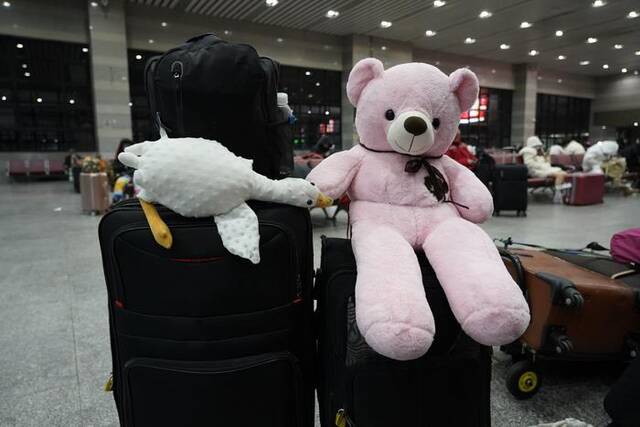 王昊的行李箱和带给女友的礼物。 新京报记者赵敏摄
