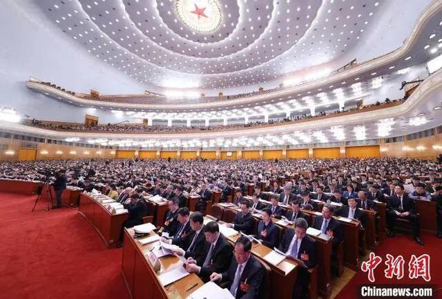 3月8日，十四届全国人大二次会议在北京人民大会堂举行第二次全体会议。中新社记者盛佳鹏摄