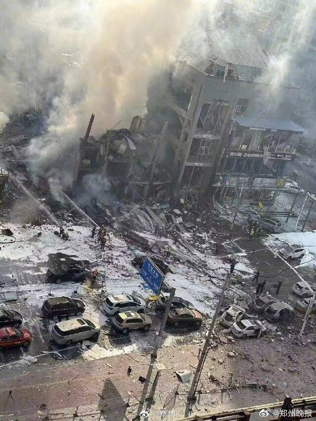 燕郊爆炸前后对比：爆炸楼体大部分面目全非
