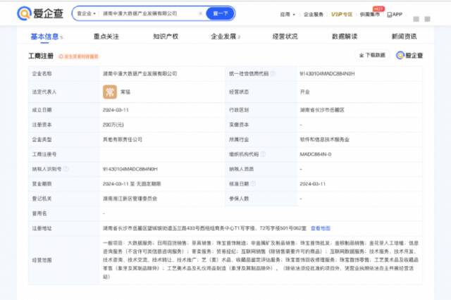 中国动漫集团于湖南成立大数据公司