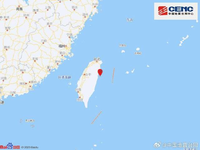 台湾花莲县海域发生4.8级地震，震源深度22千米