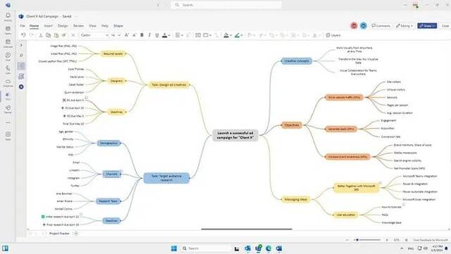 微软升级网页版 Visio，符合条件用户可使用思维导图模板