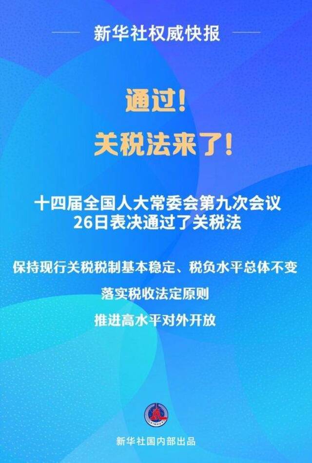 通过！关税法来了