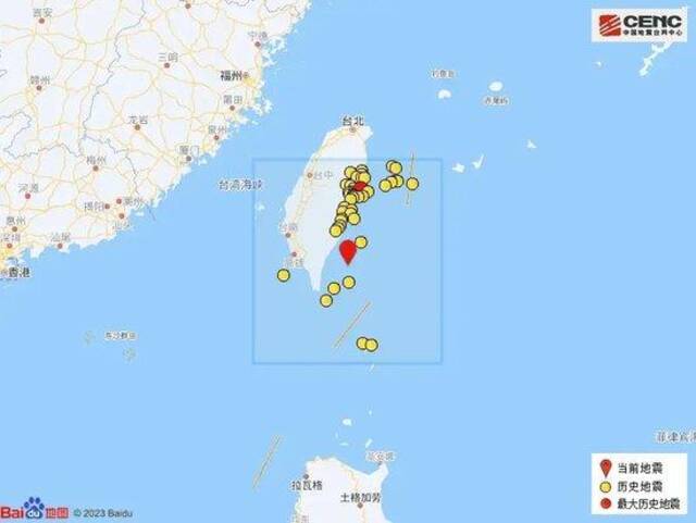 台湾台东县海域发生4.5级地震，震源深度10千米