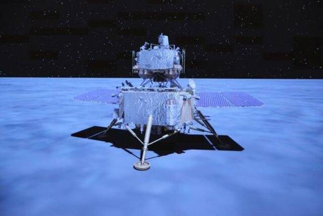 2020年12月2日，在北京航天飞行控制中心拍摄的落月后的嫦娥五号探测器。新华社记者金立旺摄