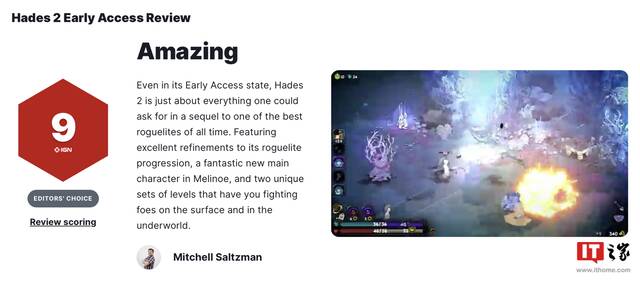 Rougelike游戏《黑帝斯2》获IGN9分评价：体验不输前作、操作流畅爽快