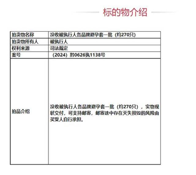 贵州一法院撤回刑案被执行人270只避孕套拍卖信息，回应：后续应该会恢复