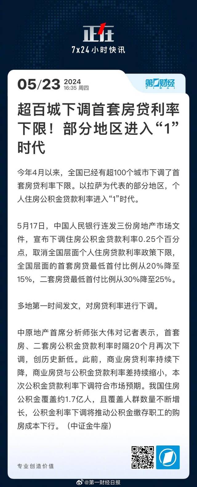 超百城下调首套房贷利率下限！部分地区公积金贷款利率进入1时代