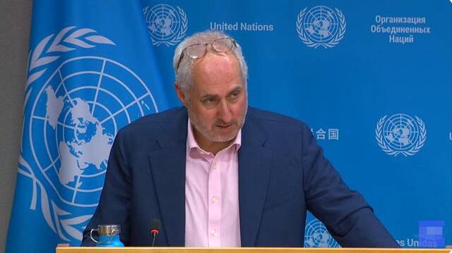 联合国秘书长发言人斯特凡纳·迪雅里克23日在记者会上回答有关台海局势的提问图自外媒