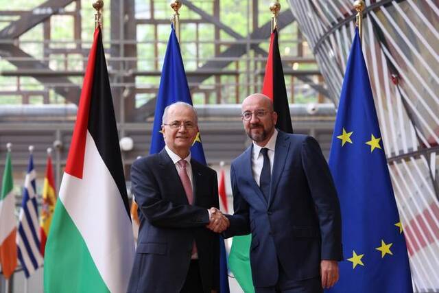 欧洲理事会主席与巴勒斯坦总理就当前巴以局势举行会谈