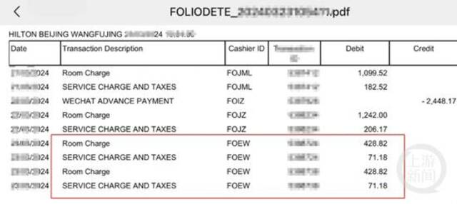 相关费用清单。受访者