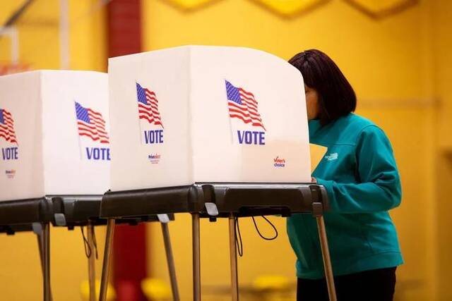 ▲资料图：选民在美国弗吉尼亚州彼得斯堡的投票点参与投票。图/新华社