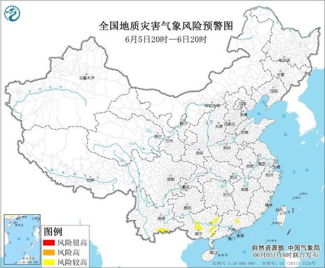地质灾害预警：广东广西云南等部分地区发生地质灾害气象风险较高