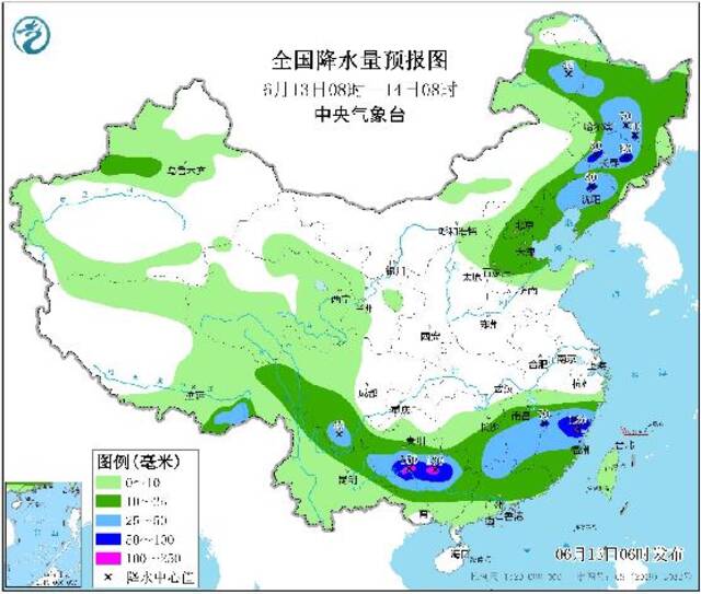 今日华北黄淮高温持续，江南华南多降水、华北东北多强对流天气