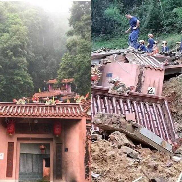 因暴雨被埋寺庙的福建一家六口遇难，村民：儿子为父亲节特意回村